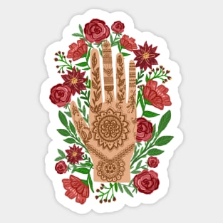 Floral Henna Hand with white background Sticker